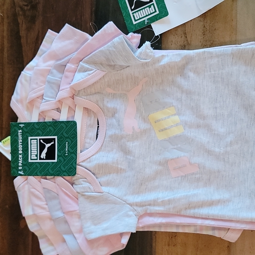 5 Pack Puma Bodysuits 3-6 months